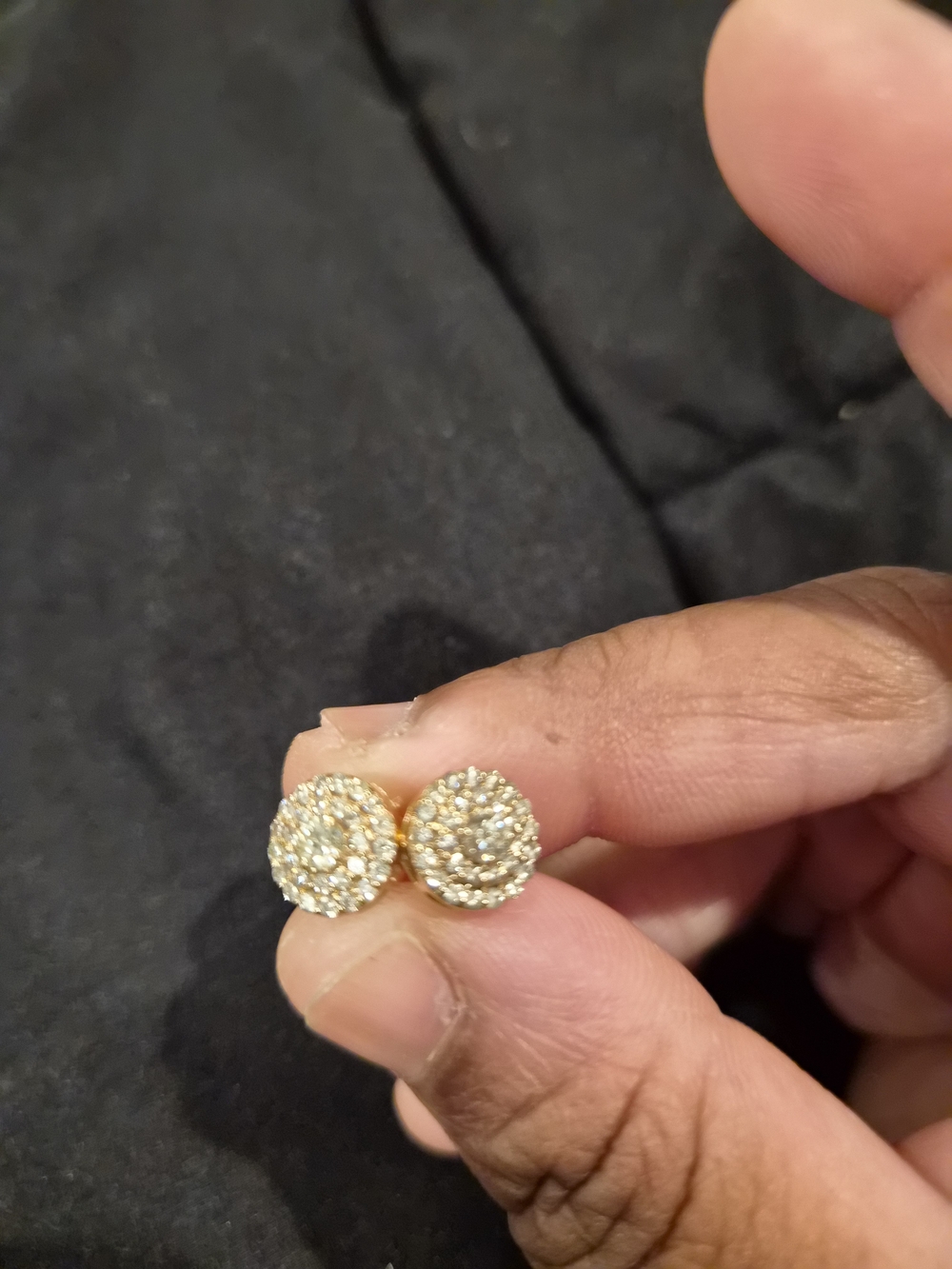 REAL 14K GOLD & DIAMOND EARRING STUDS
